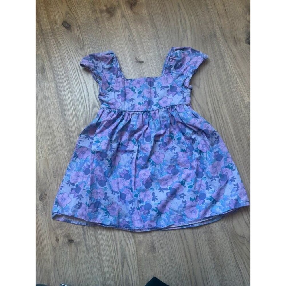 Disney Minnie Mouse Girls Purple Floral Dress Size XS 4/5 Cottagecore